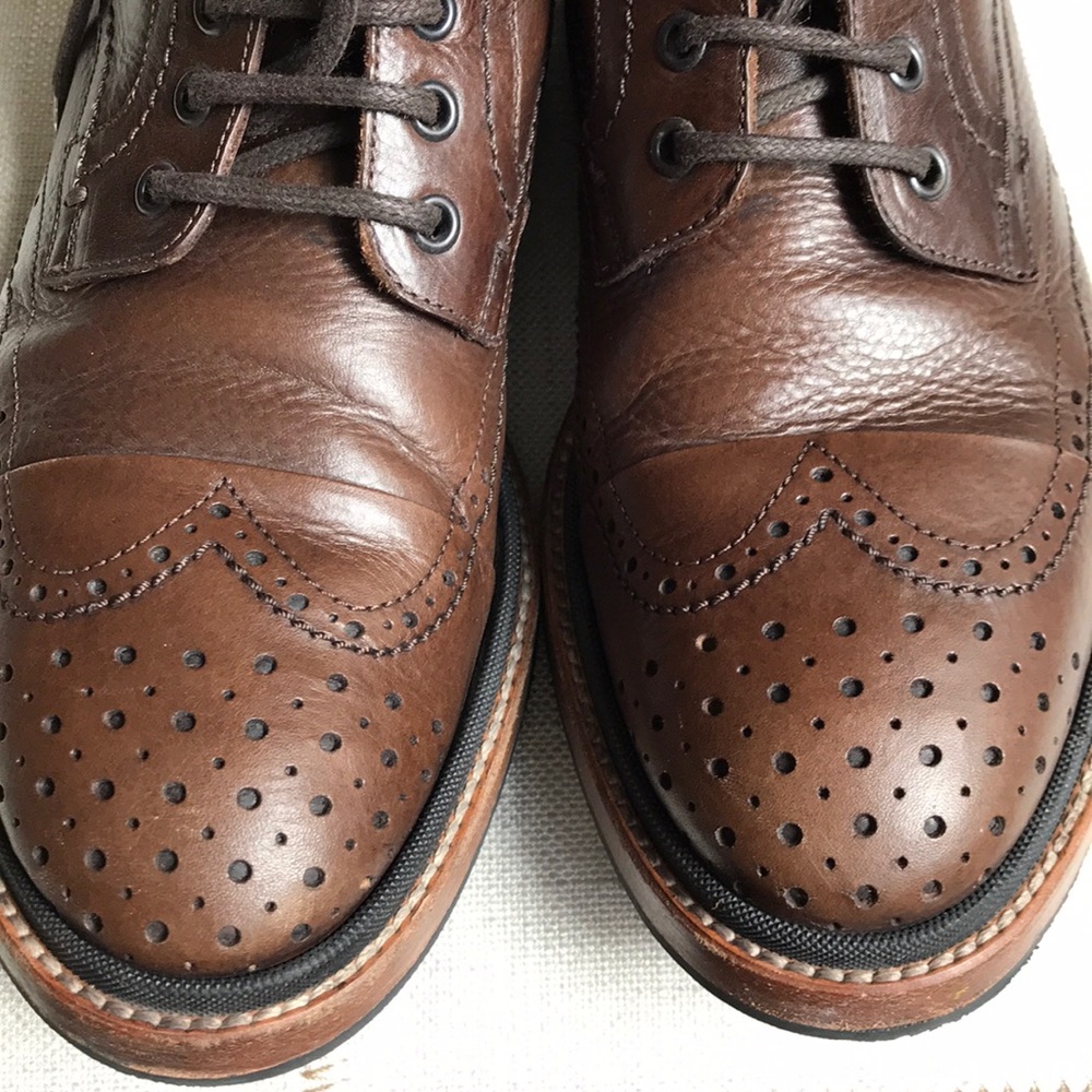 Lanvin Men's Brown Leather Brogue Combat Boot - Picture 6 of 12